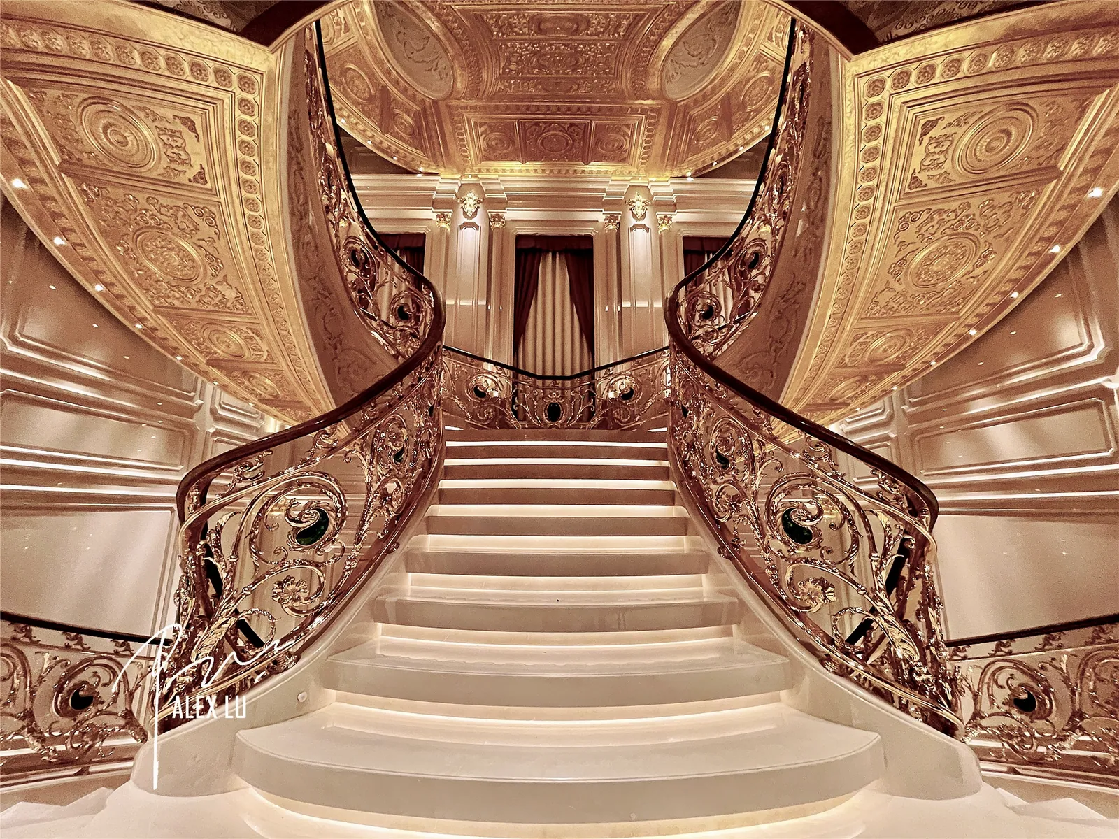 Classical residence interior grand stair hall
